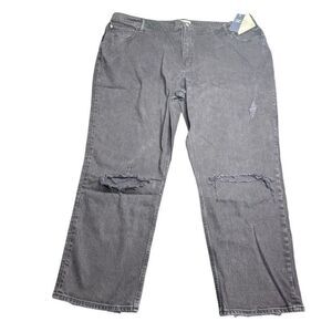 NWT Abercrombie and Fitch 90 Straight Distressed Black Jean Plus Size Womens 37